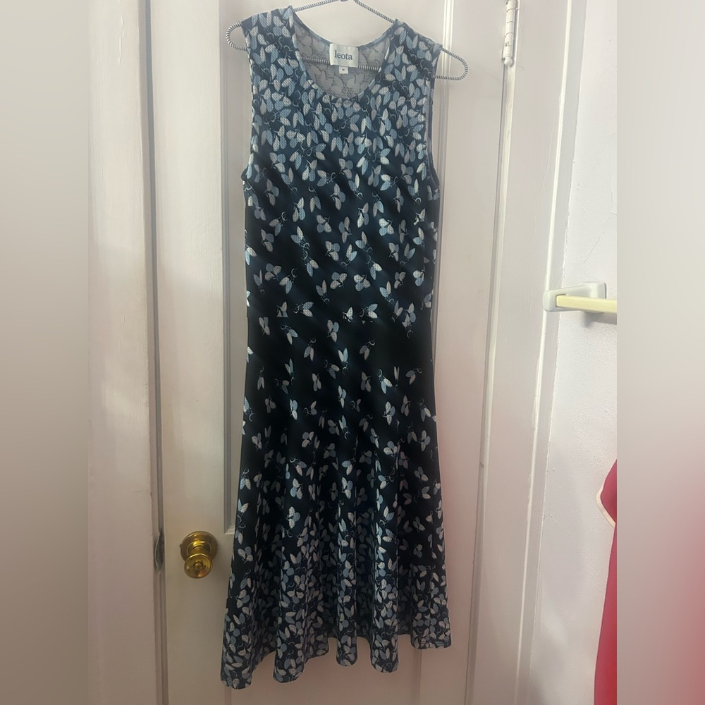 Leota Navy Dress with Light Blue Floral Print Medium Stretchy Tank Dress